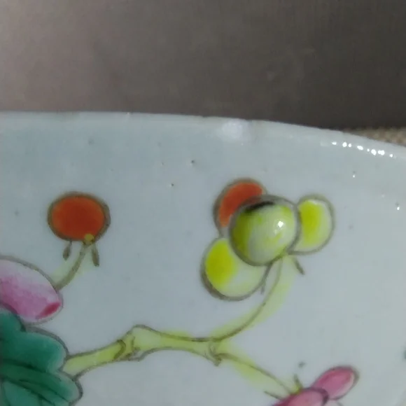 Antique Chinese Hand Painted Famille Rose Porcelain Footed Bowl
